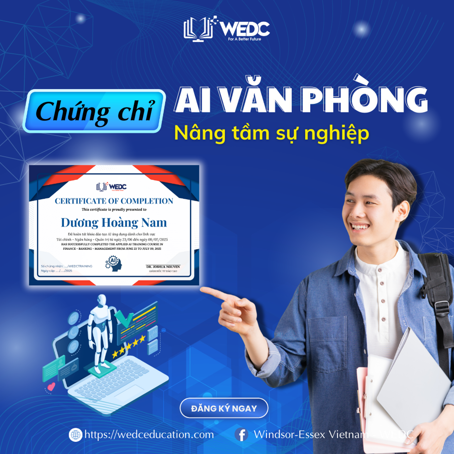 CHỨNG CHỈ AI VĂN PHÒNG – NÂNG TẦM SỰ NGHIỆP: Nắm Bắt Sức Mạnh AI, Bứt Phá Trong Công Việc