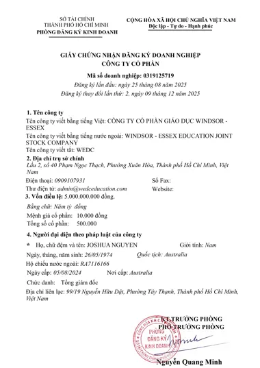 GIẤY CNĐK DOANH NGHIỆP
