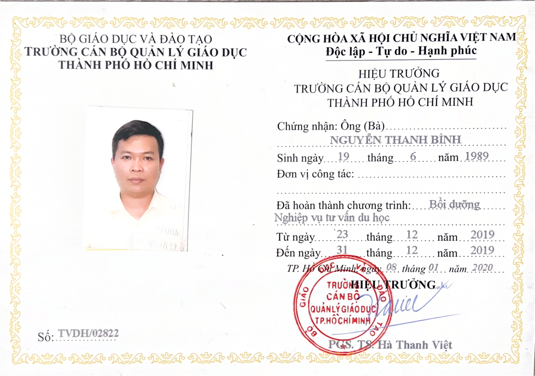 CHỨNG CHỈ NGHIỆP VỤ TƯ VẤN DU HỌC