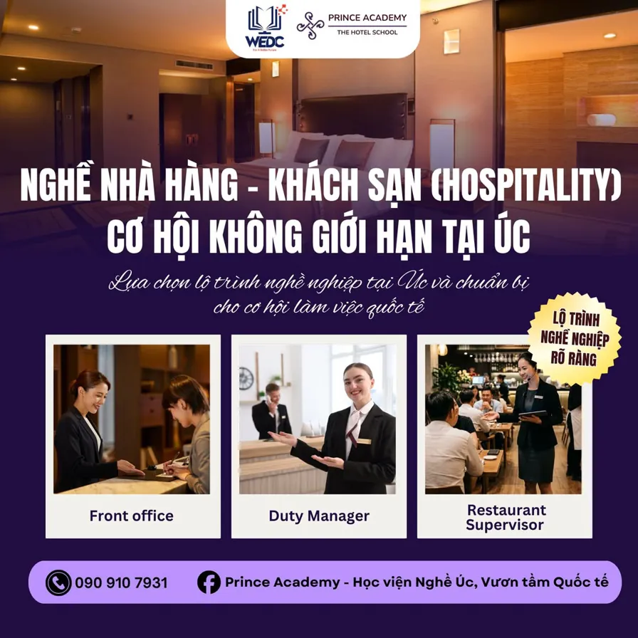 NGHỀ NHÀ HÀNG - KHÁCH SẠN (HOSPITALITY) CƠ HỘI KHÔNG GIỚI HẠN TẠI ÚC